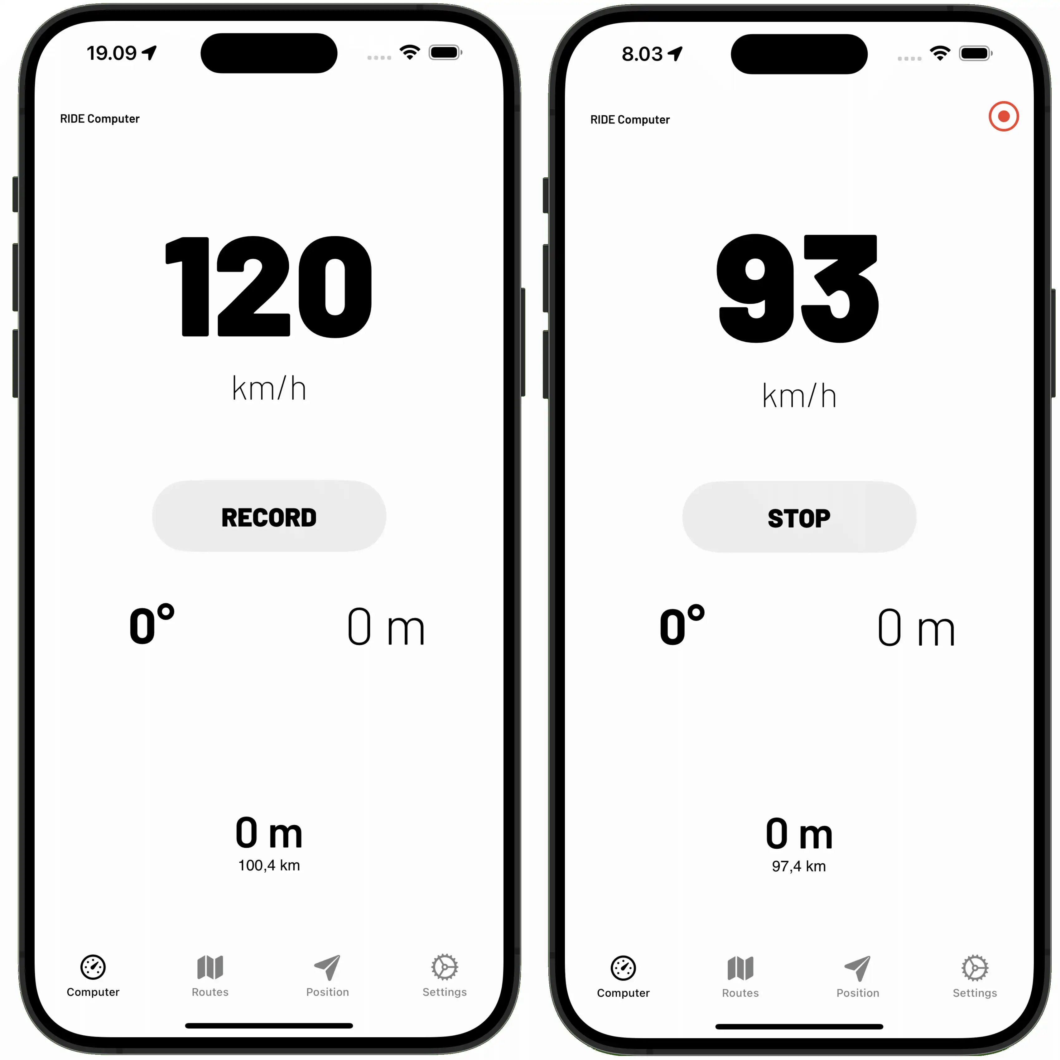 Speed view when recording